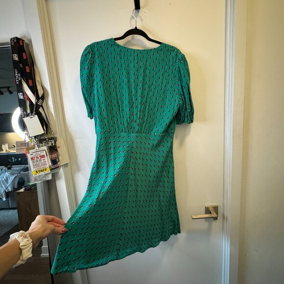 NWT STAUD Green Print Mini Dress - Size 14, Green Blue - Picture 12 of 14
